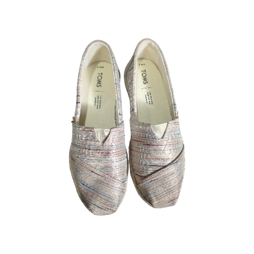 TOMS New W/O Box Sz 6.5 Multicolor Woven Espadrille Slip-Ons Boho, Minimalist